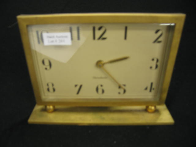 Appraisal: Herschede Deco Desk Clock rectangular brass case