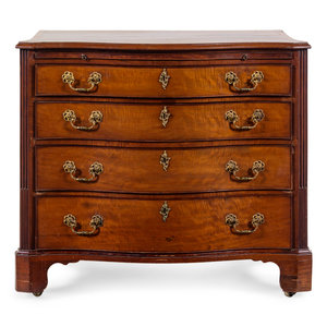 Appraisal: A George III Style Mahogany Serpentine-Front Chest of Drawers Height