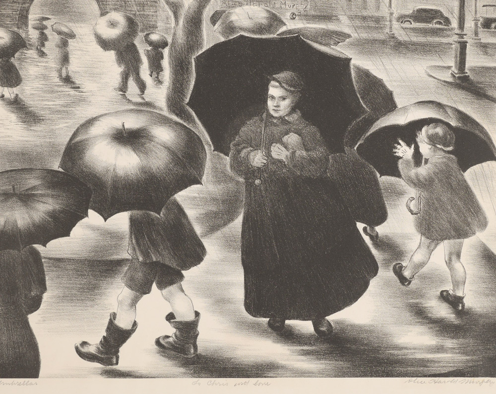 Appraisal: MURPHY Alice American - ''Umbrellas'' Women with Children '' x