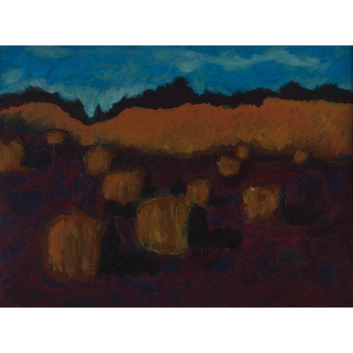 Appraisal: Nicolai S Cikovsky American - Haystacks c oil on masonite