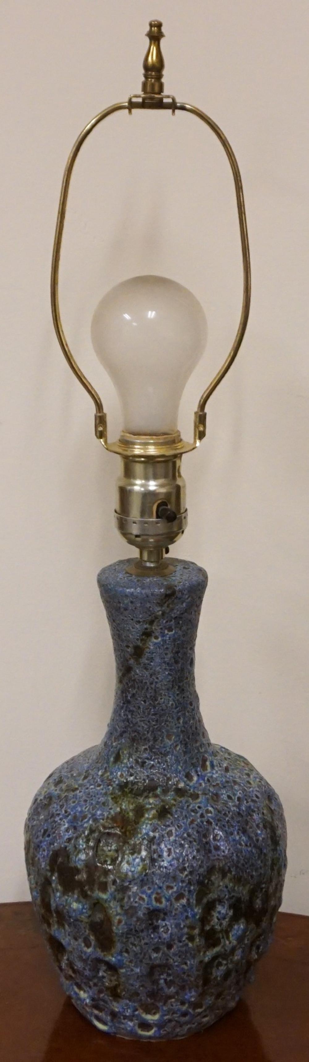 Appraisal: Mid-Century Modern Glazed Ceramic Vase Mounted as a Lamp H