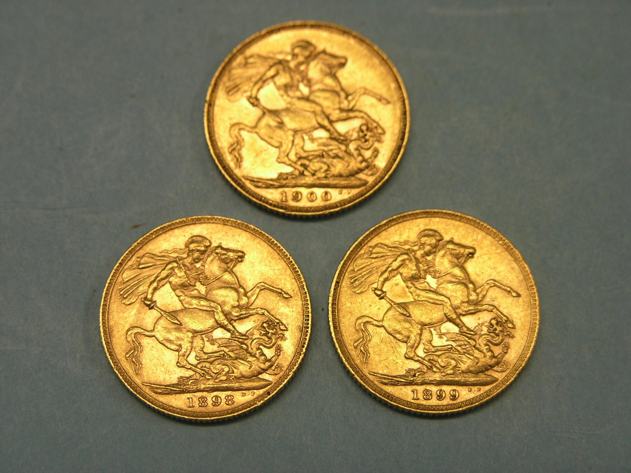 Appraisal: Three Victorian gold Sovereigns