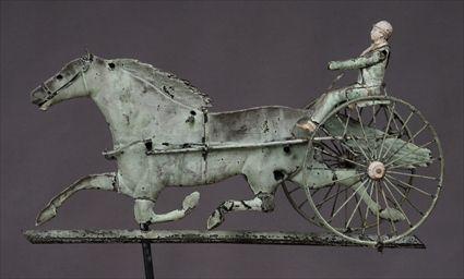 Appraisal: AMERICAN COPPER-MOLDED WEATHERVANE OF A HORSE AND SULKY With losses