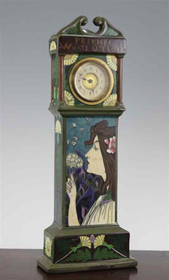 Appraisal: A Foley 'Intarsio' miniature longcase timepiece decorated with a maiden