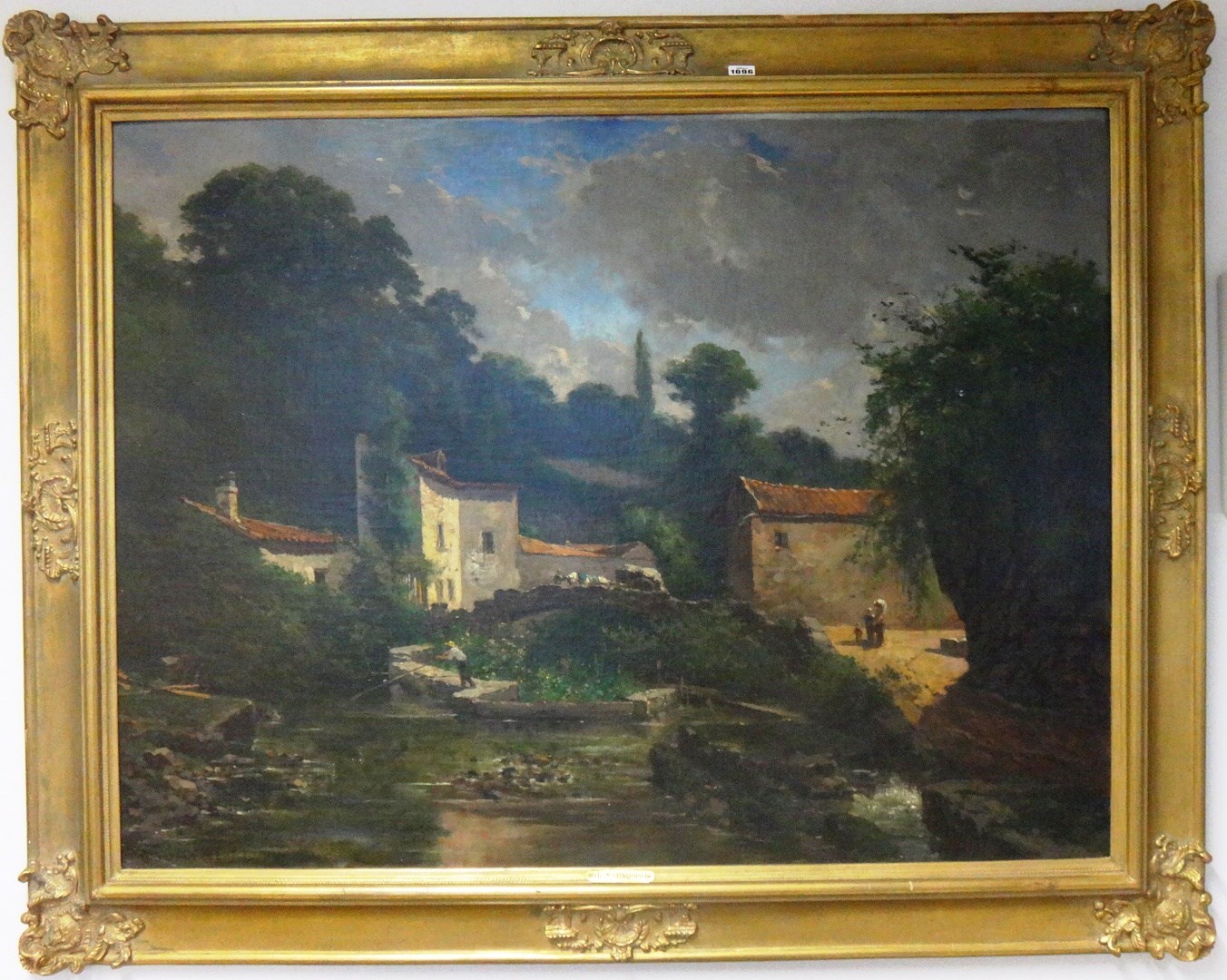 Appraisal: Charles Theodore Sauvageot - A Tranquil Village oil on canvas