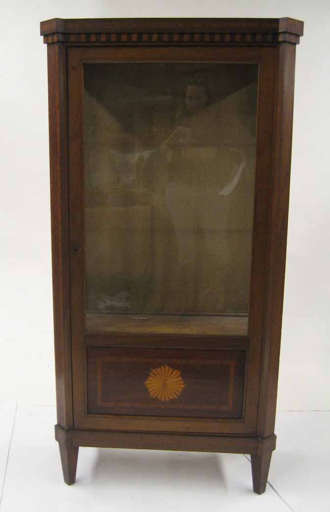 Appraisal: Dutch neoclassical style mahogany and tulipwood vitrine With a speckled