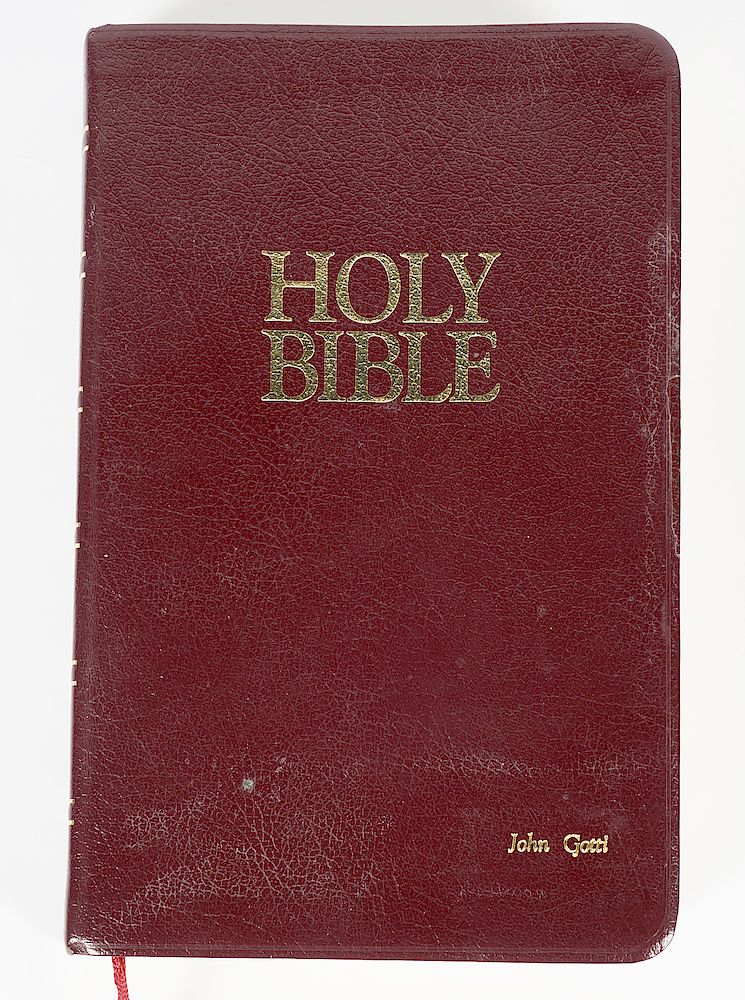 Appraisal: John Gotti Holy Bible Greeting Card w COA Leather bound