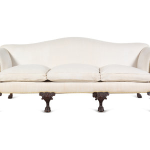 Appraisal: A George I Style Carved Mahogany Camelback Sofa th Century