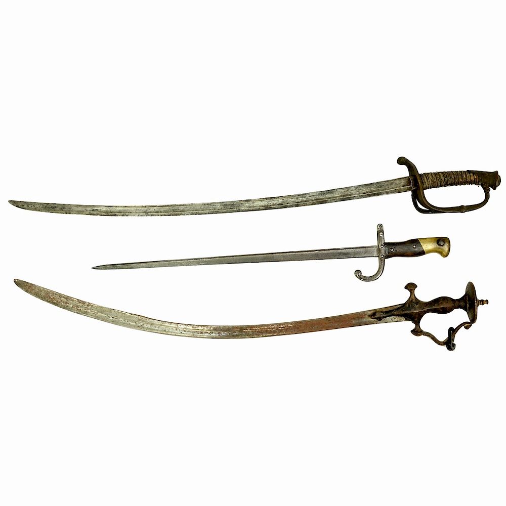 Appraisal: Grouping of Three Antique Military Swords Grouping of Three Antique