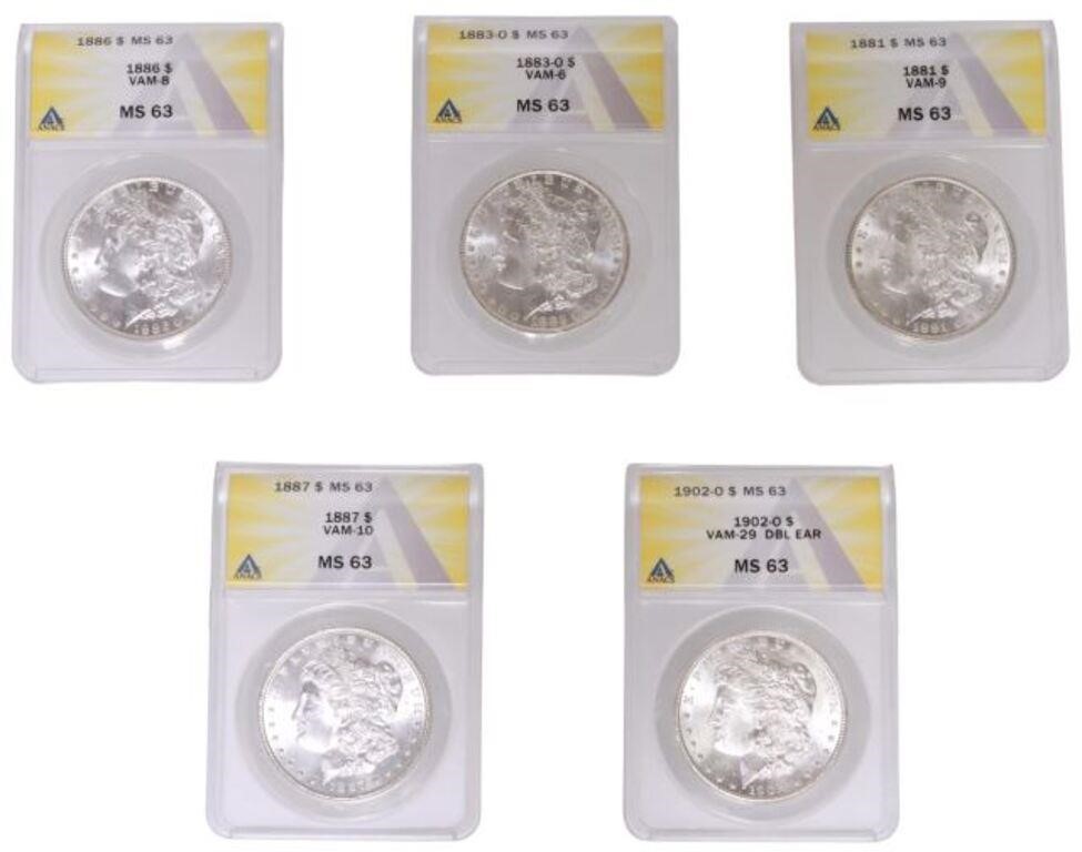 Appraisal: lot of US Morgan ANACS graded silver dollars housed in