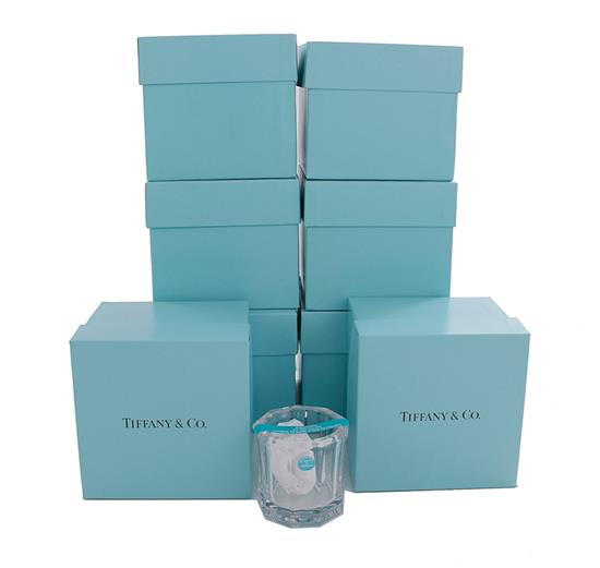 Appraisal: Tiffany Co crystal votives H pcs Provenance Simon Benson Offit