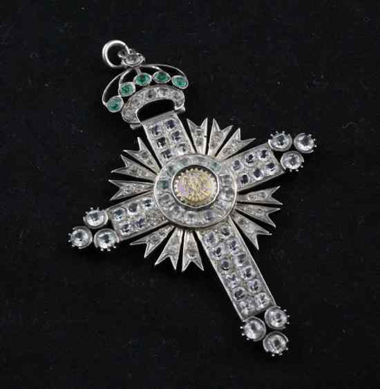 Appraisal: A Continental silver and paste cross pendant in Estimate -