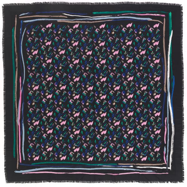 Appraisal: LOUIS VUITTON SILK AND WOOL SPLASH SCARF SHAWL x Black