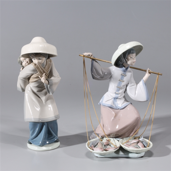 Appraisal: Pair of Lladro porcelain figures depicting women with fish and