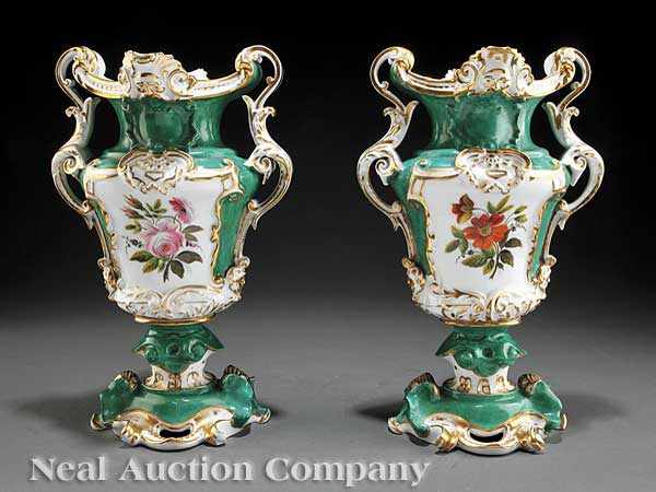 Appraisal: A Pair of Paris Porcelain Polychrome and Gilt-Decorated Garniture Vases