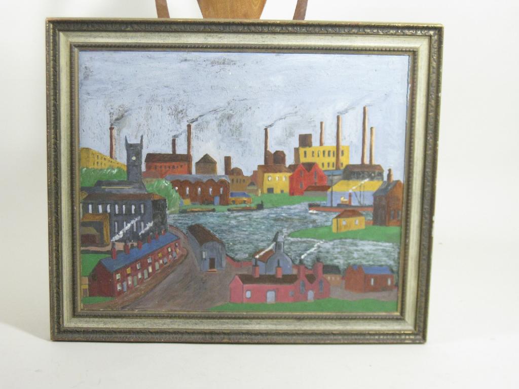 Appraisal: AFTER LOWRY Canal Factories oil on board x in