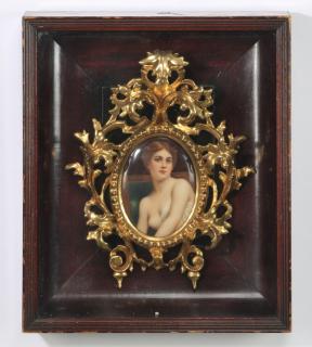 Appraisal: German porcelain plaque framed early th c German hand painted