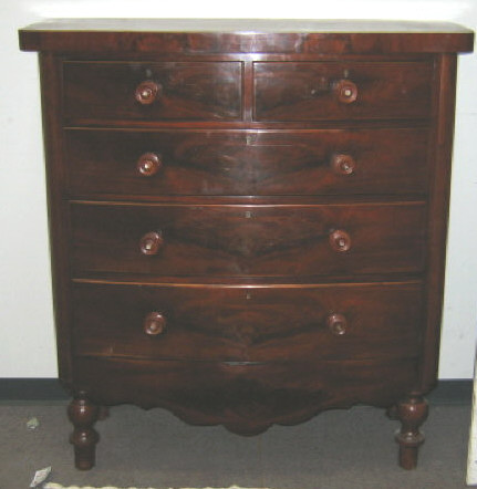 Appraisal: ENGLISH TH CENTURY MAHOGANY CHEST Bow front case showing two