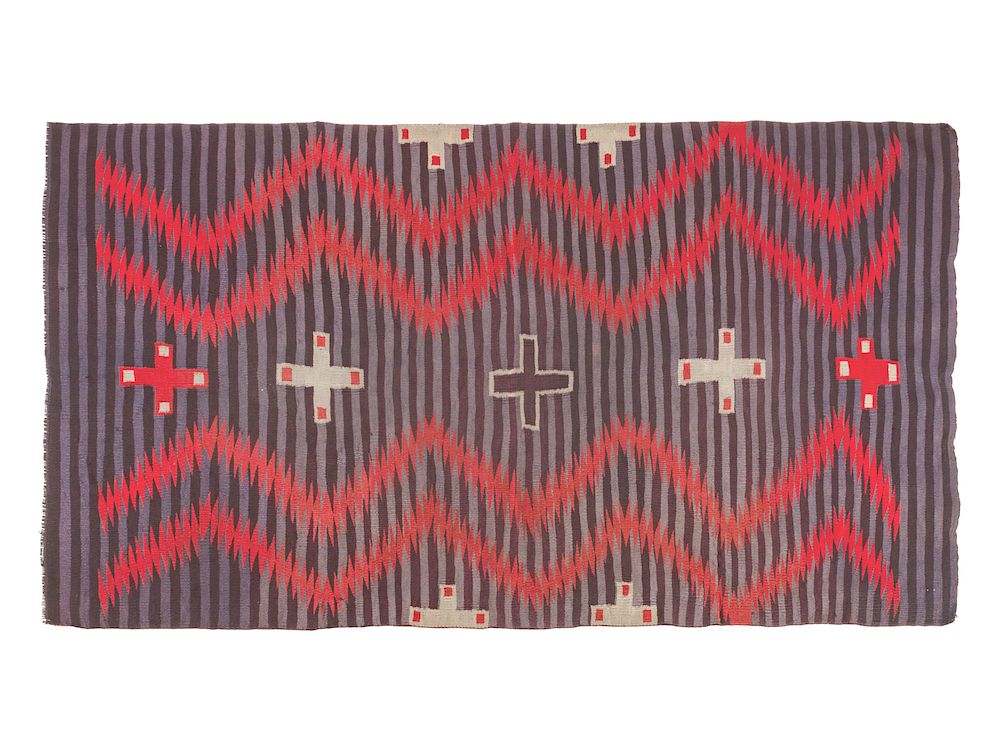 Appraisal: Navajo Moki-Style Germantown Weaving Navajo Moki-Style Germantown Weaving LATE th