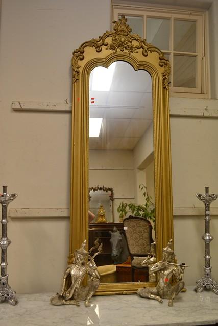 Appraisal: RECTANGULAR GILTWOOD FRAMED WALL MIRROR WITH A FOLIATE CREST