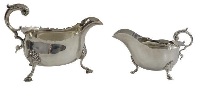 Appraisal: lot of English sterling silver gravy boats with acanthus scroll