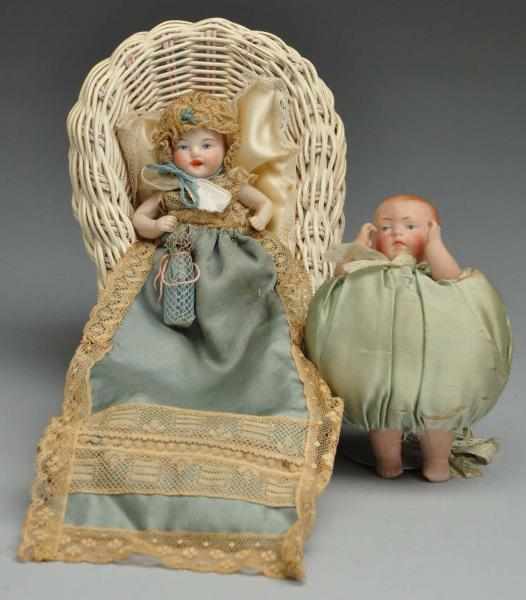 Appraisal: Lot of All Bisque Baby Dolls Description Both are all