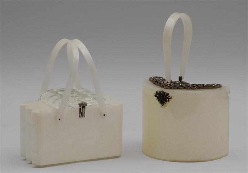 Appraisal: TWO METAL-MOUNTED LUCITE HAND BAGS One marked Wilardy the other