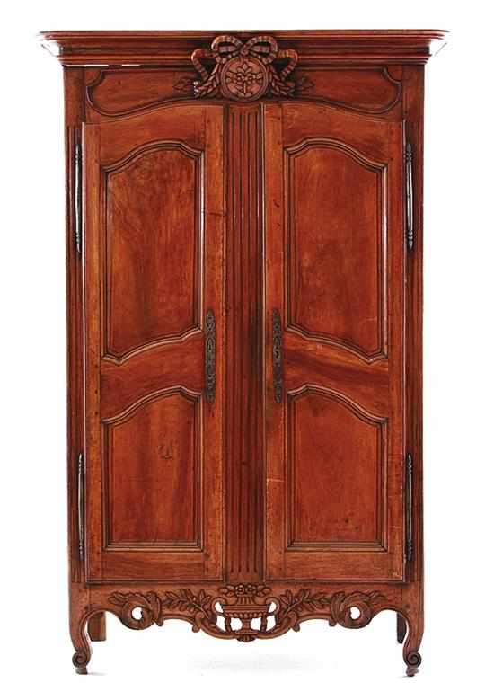 Appraisal: Louis XV carved walnut armoire mid-late th century rectangular molded