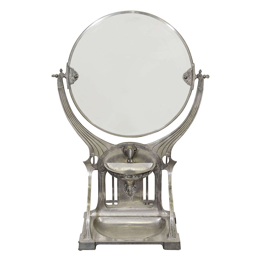 Appraisal: WMF Art Nouveau Manner Silver-Plate Vanity Mirror WMF Art Nouveau