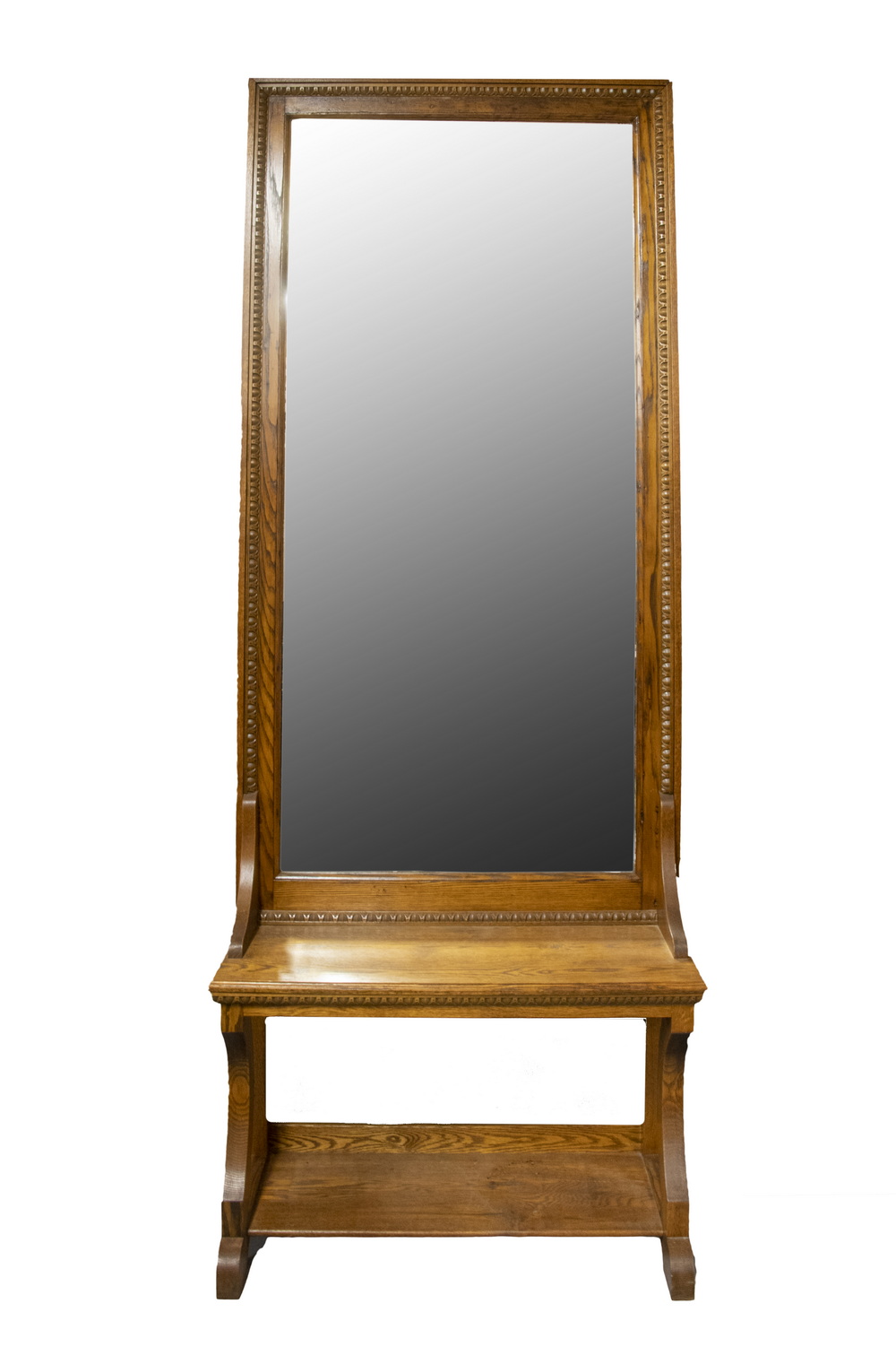 Appraisal: MAGNIFICENT LARGE HALL MIRROR IN QUARTERSAWN GOLDEN OAK American Arts