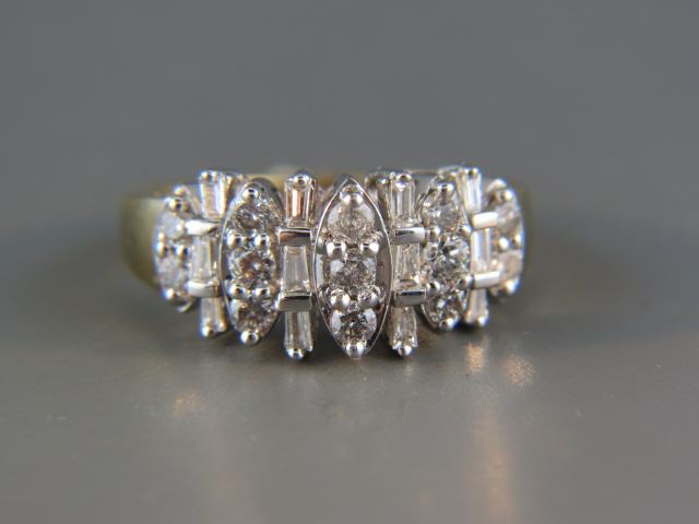 Appraisal: Diamond Ring diamonds baguette and round totaling carat in k