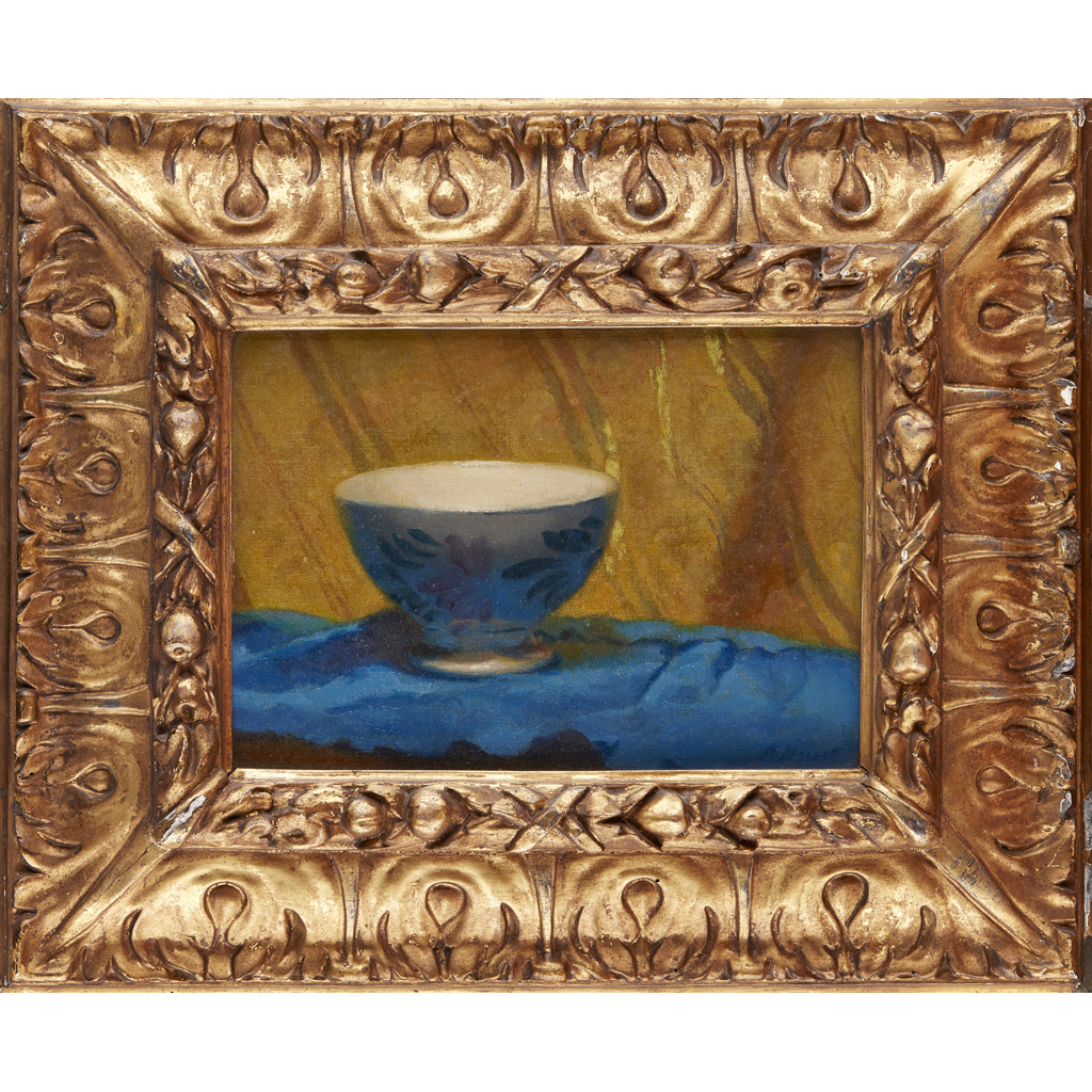 Appraisal: ROBERTINE HERIOT BRITISH - BLUE AND GOLD signed oil on