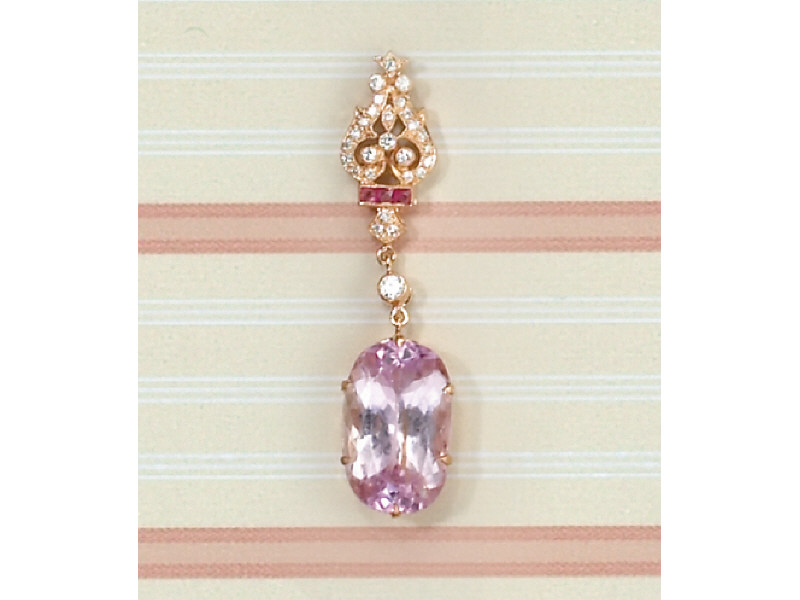 Appraisal: KUNZITE PENDANT k rose gold pendant set with one oval