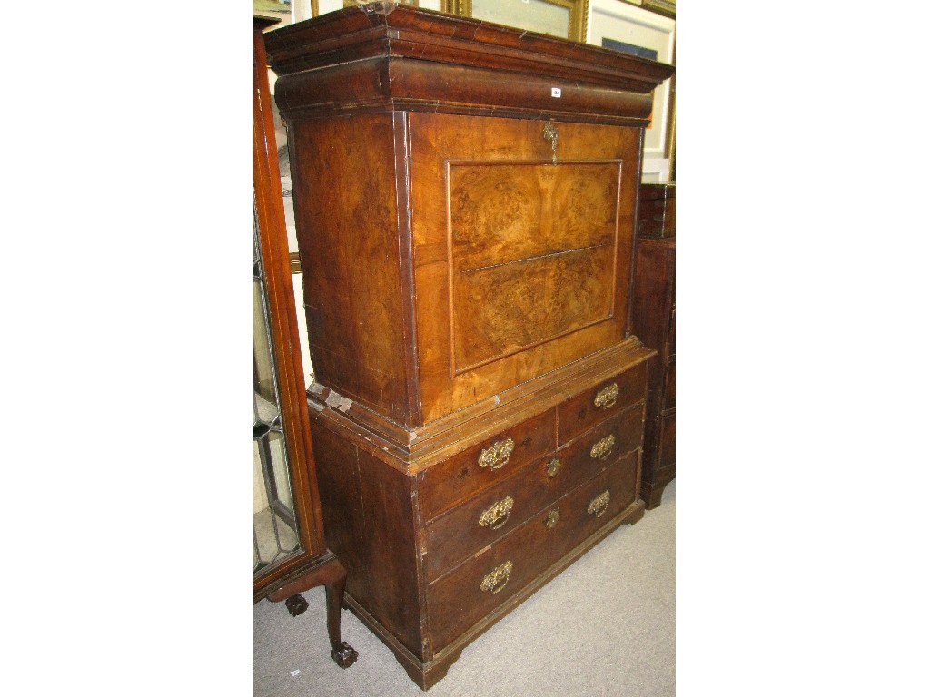 Appraisal: th Century mahogany secretaire a abattant