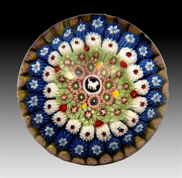 Appraisal: A ST LOUIS CONCENTRIC MILLEFIORI PAPERWEIGHT intialled and dated the