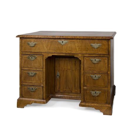 Appraisal: George II Feather Banded Walnut Kneehole Desk Estimate -