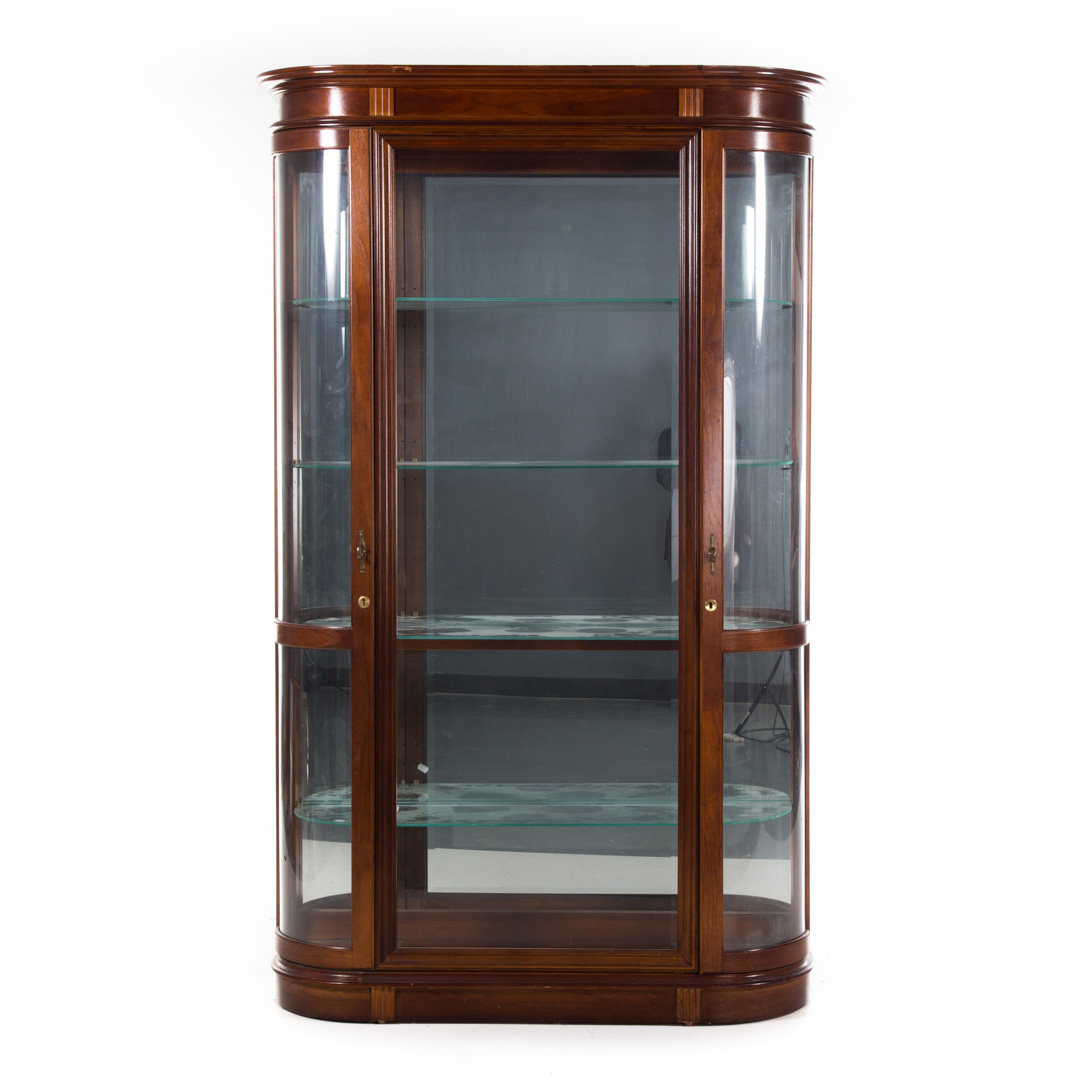 Appraisal: Contemporary mahogany finish glass display case th century flat molded