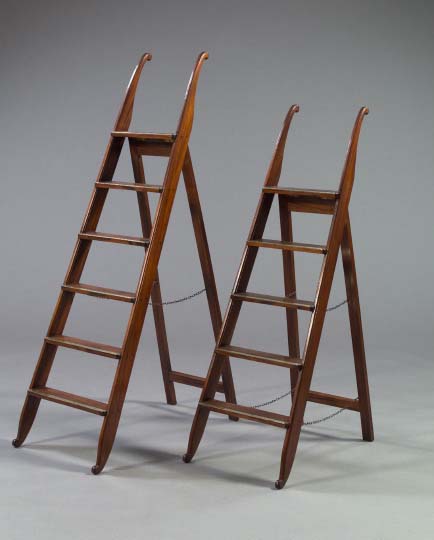 Appraisal: Regency-Style Brass-Mounted Mahogany Six-Step Folding Library Ladder h - w