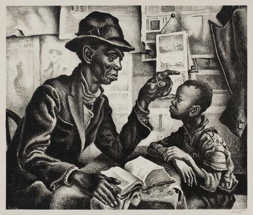 Appraisal: THOMAS HART BENTON Instruction Lithograph x mm x inches full