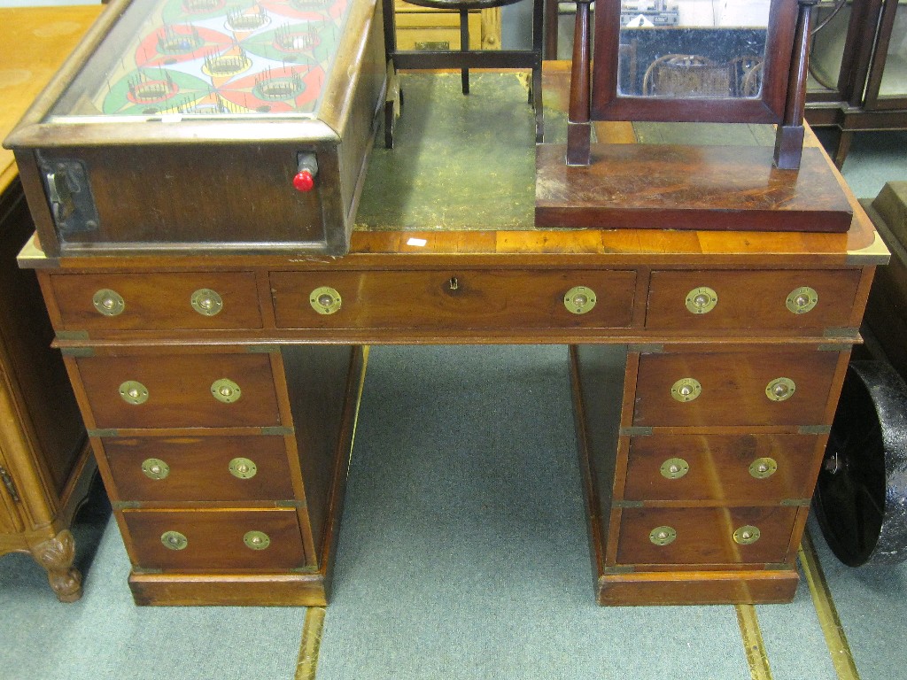 Appraisal: Brass mounted writing desk with leather inset