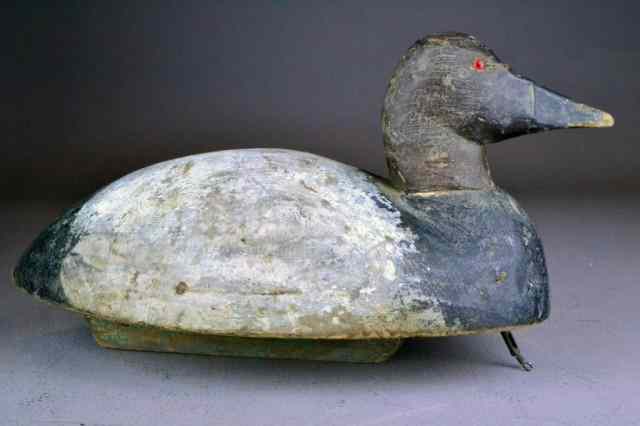 Appraisal: CANVAS BACK DRAKE DUCK DECOY ANCHOR BAYPrimitive painted wooden duck