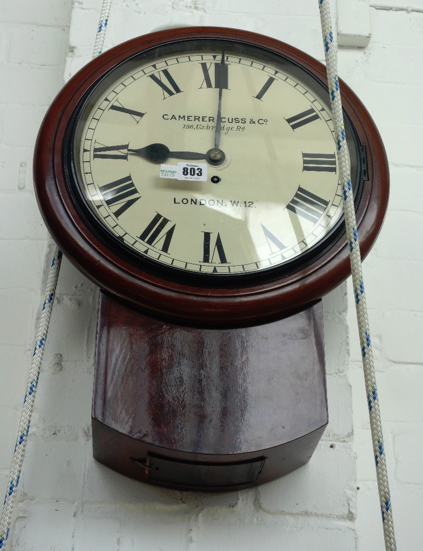 Appraisal: A mahogany cased drop dial wall clock late th century