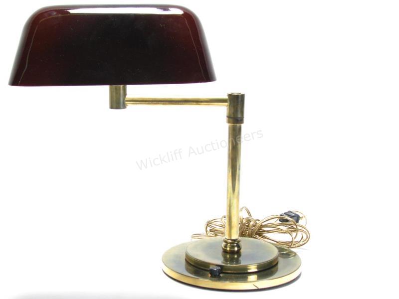 Appraisal: An antique Emeralite lamp The New Two-Bulb Daylight Emeralite Lamp