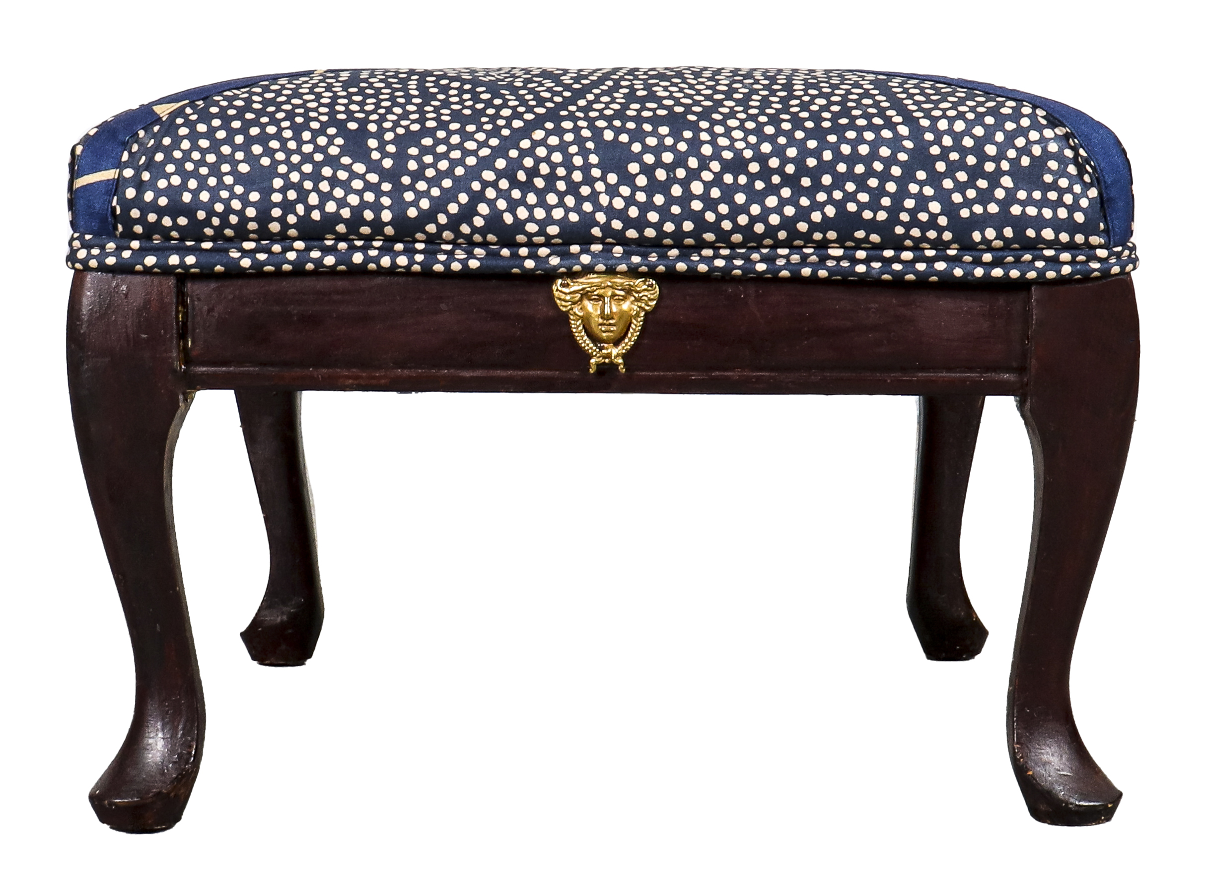 Appraisal: QUEEN ANNE MANNER UPHOLSTERED STOOL Queen Anne manner upholstered stool