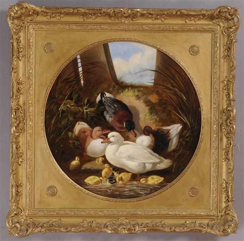 Appraisal: JOHN FREDERICK HERRING DUCKS AND DUCKLINGS Oil on canvas relined