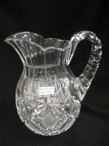 Appraisal: Brilliant Period Cut Glass Pitcher starburst ray decor excellent