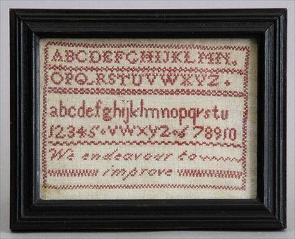 Appraisal: AMERICAN ALPHABET SAMPLER Worked with rose letters and numbers above