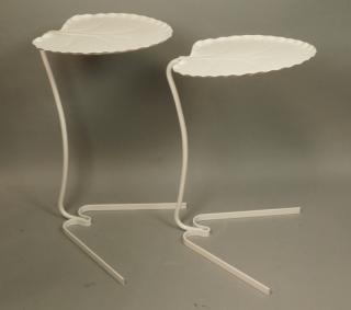 Appraisal: Pr SALTERINI Nesting Metal Leaf Tables Painted w Pr SALTERINI