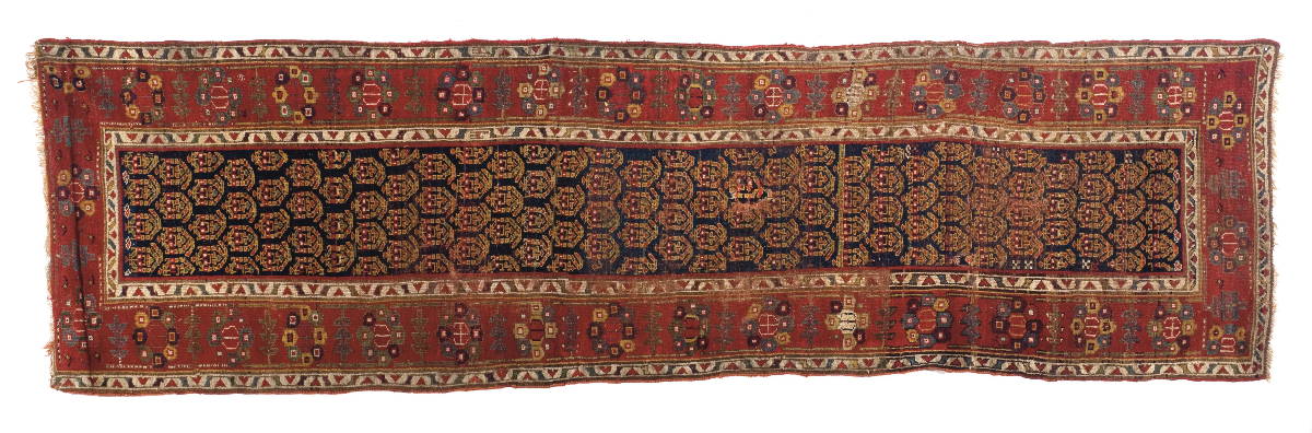 Appraisal: NORTHWEST PERSIAN RUNNER CIRCA The indigo field with polychrome boteh