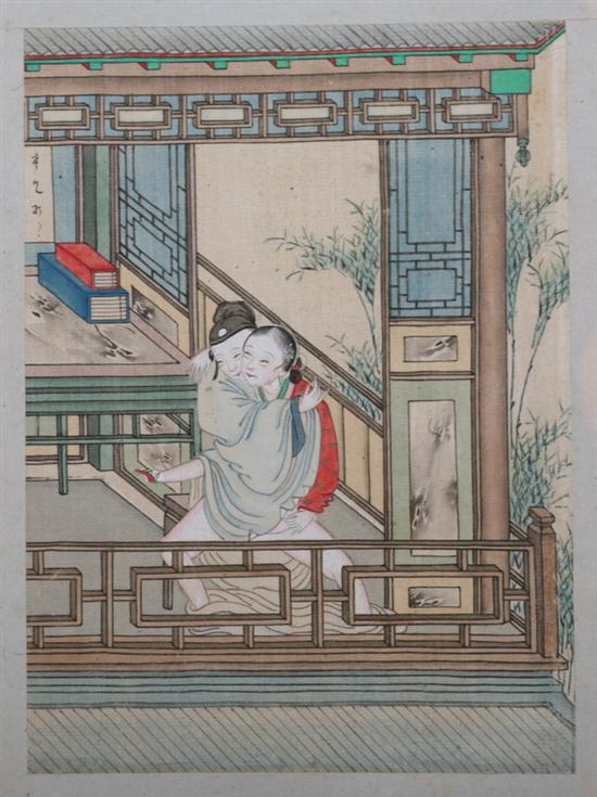 Appraisal: ANONYMOUS Chinese possibly th century TWELVE EROTIC SCENES - Each